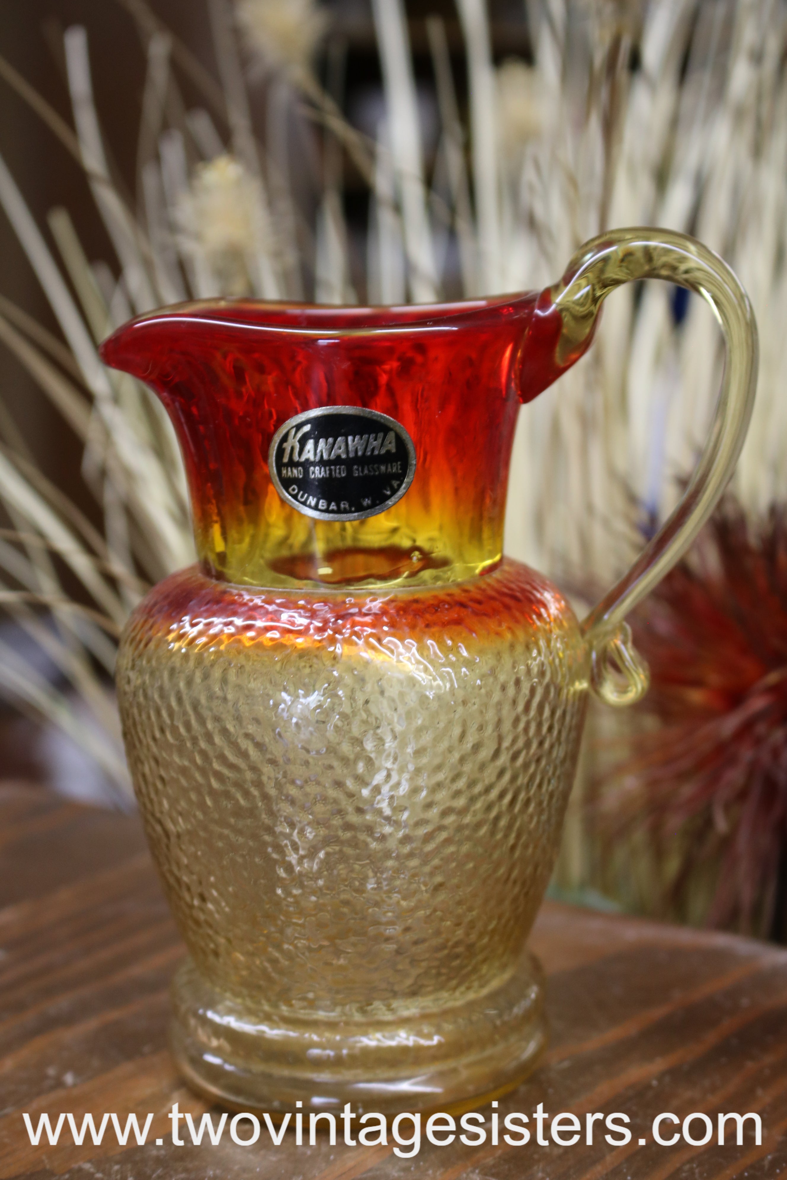 Vintage Amberina Glass Pitcher Hand Blown Art Glass Kanawha Glass Company  West Virginia USA -  Finland