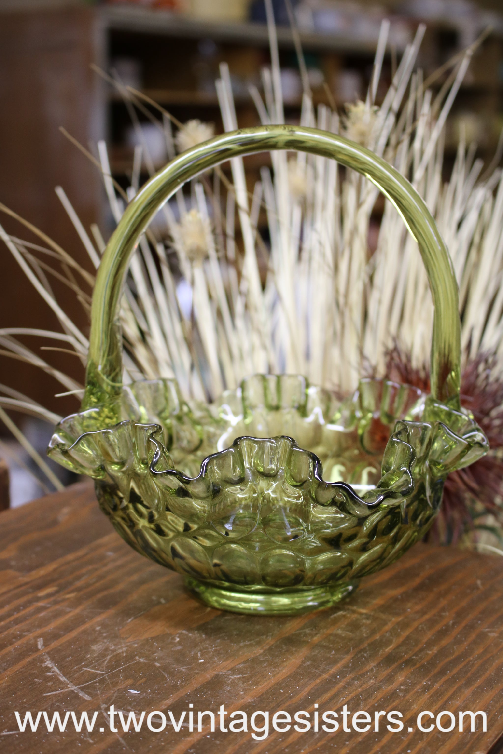 Vintage Frnton store glass basket