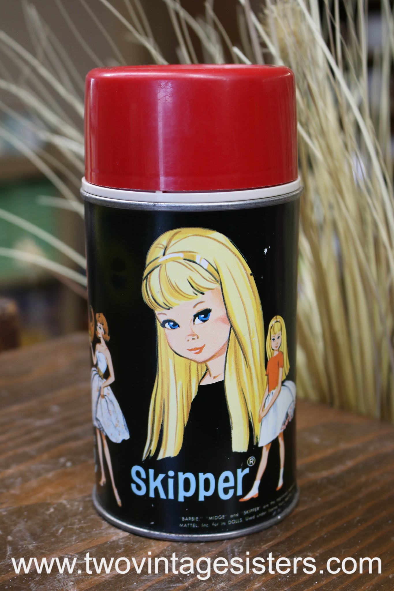 1965 Barbie Midge Skipper Lunchbox Thermos Only Mattel Doll Girl's Toy  Vintage