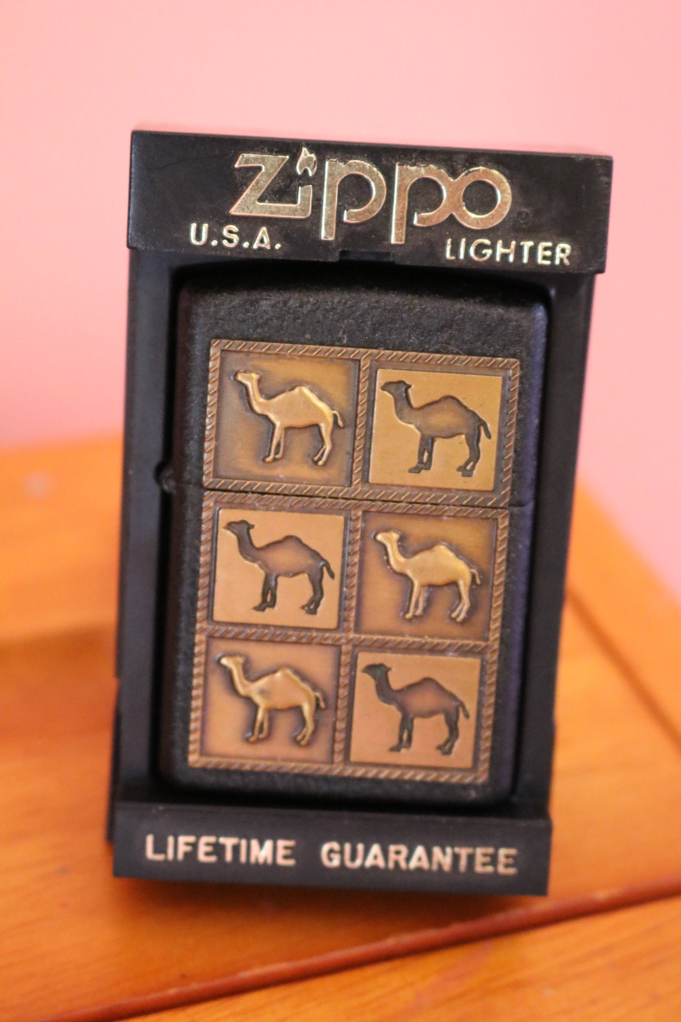 1994 Zippo Camel Herd Black Crackle Brass Raised Emblem #Z93