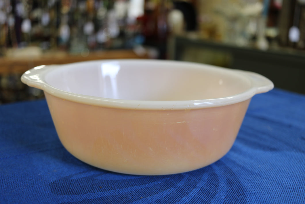 Anchor Hocking Fire King Peach Lustre Round Covered Casserole 2Q