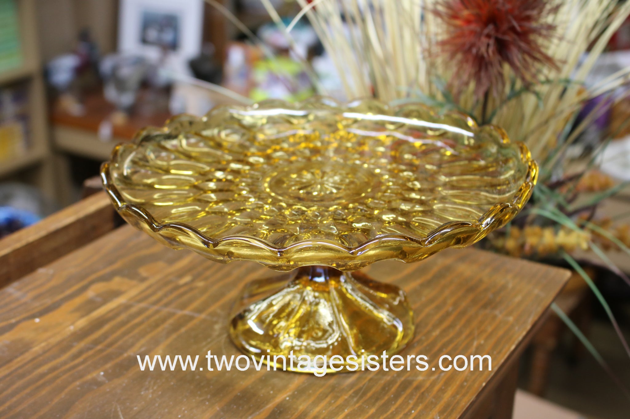 Anchor Hocking Amber Glass Fairfield Pedastal Cake Stand