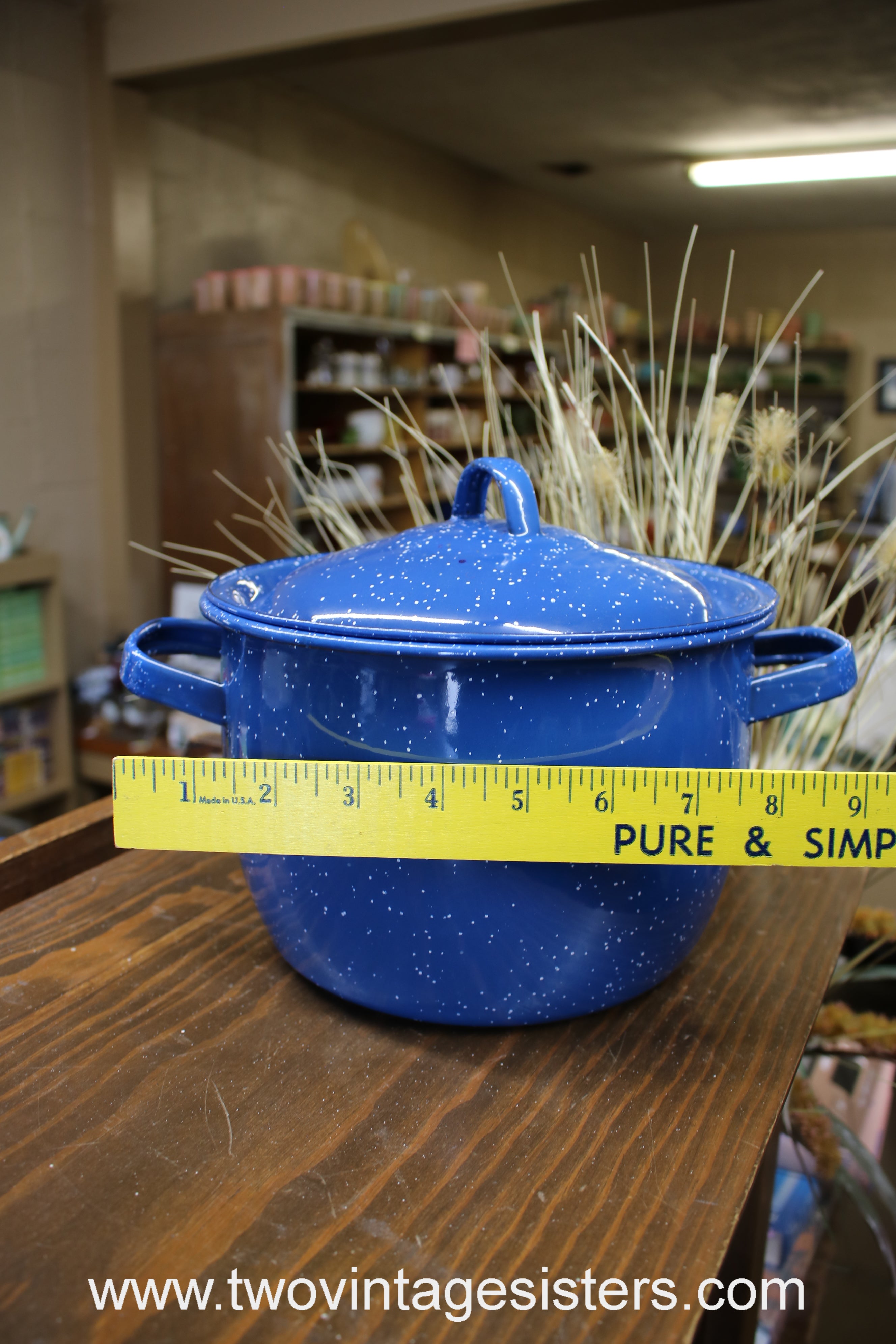 Lot of 3 Speckled Blue Enamel Camping Cookware Pots