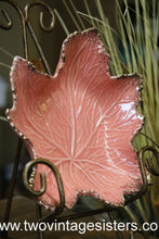 Load image into Gallery viewer, California Pottery Pink Leaf Chip Dip Set Gold Glitter Rim
