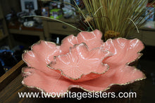Load image into Gallery viewer, California Pottery Pink Leaf Chip Dip Set Gold Glitter Rim
