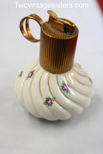 Load image into Gallery viewer, Vintage Evans Bone China Table Lighter 50s White &amp; Purple Flowers
