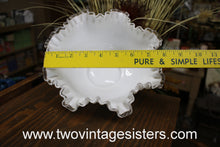 Load image into Gallery viewer, Fenton Silver Crest Style White Milk Glass Ruffled Crimped Rim Bowl 783B
