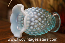 Load image into Gallery viewer, Fenton Hobnail Bud Vase Aqua Blue Opalescent Crimped Ruffled Rim
