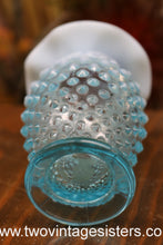 Load image into Gallery viewer, Fenton Hobnail Bud Vase Aqua Blue Opalescent Crimped Ruffled Rim
