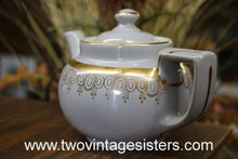 Load image into Gallery viewer, Hall China Rose Two Cup Boston Teapot Aqua Blue Standard Gold Design

