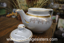 Load image into Gallery viewer, Hall China Rose Two Cup Boston Teapot Aqua Blue Standard Gold Design
