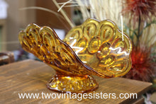 Load image into Gallery viewer, L.E Smith Glass Amber Moon and Star Low Banana Stand Compote
