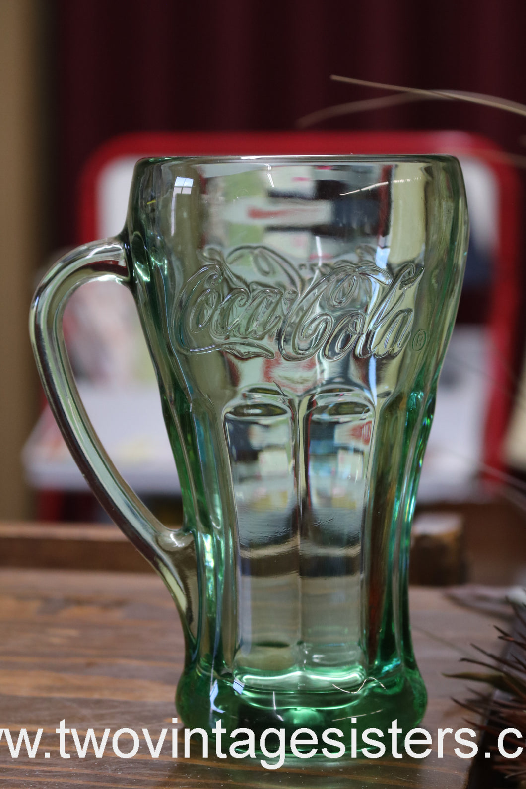 Libbey Green Coca Cola Vintage Glass Handled 6.5