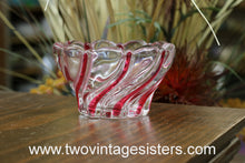 Load image into Gallery viewer, Mikasa Peppermint Crystal Bowl Red Swirl Trinket Candy Nut Holiday
