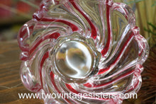 Load image into Gallery viewer, Mikasa Peppermint Crystal Bowl Red Swirl Trinket Candy Nut Holiday
