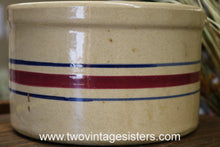 Load image into Gallery viewer, Robinson Ransbottom Roseville Ohio USA Red/Blue Stripe Vintage 1 Qt Crock
