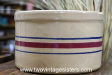 Load image into Gallery viewer, Robinson Ransbottom Roseville Ohio USA Red/Blue Stripe Vintage 1 Qt Crock
