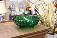 Load image into Gallery viewer, Anchor Hocking Bubble Dot Emerald Green Glass Footed Dish Bowl
