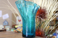 Load image into Gallery viewer, Vintage Turquoise Aqua Turquoise Blue 8 Inch Vase Flared Ruffled Brim
