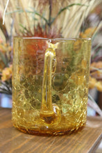 Load image into Gallery viewer, Vintage Hand Blown Amber Crackle Glass Pitcher Handled 6 inch x 5 inch
