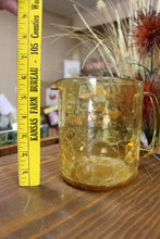 Load image into Gallery viewer, Vintage Hand Blown Amber Crackle Glass Pitcher Handled 6 inch x 5 inch
