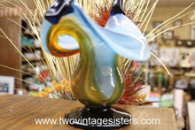 Load image into Gallery viewer, Vintage Hand Blown Blue Gold Glass Swirl Basket Handled
