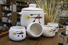 Load image into Gallery viewer, West Bend USA Stoneware Set Soup Pot And 4 Bean Bowls Electric Warmer
